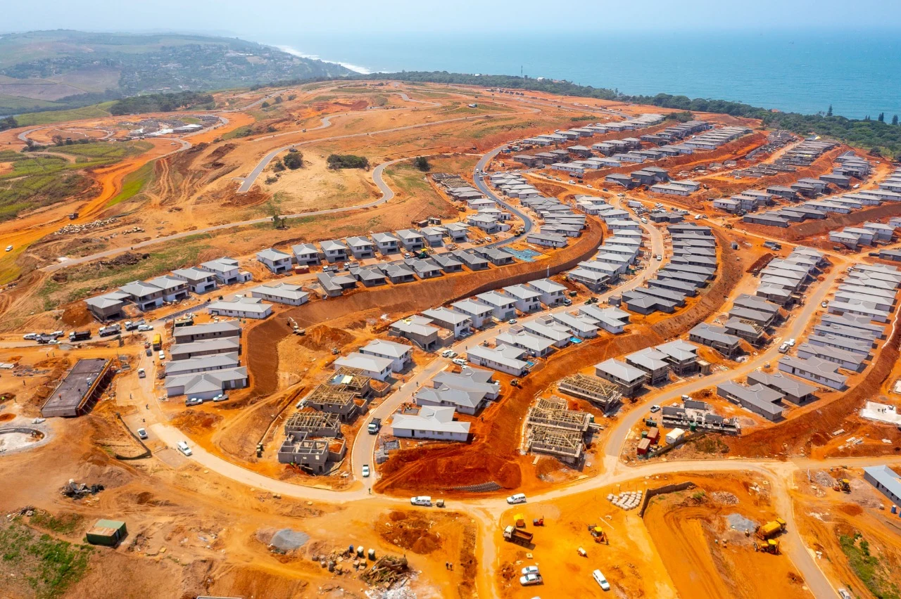 Aerial photograph of a residential development under construction